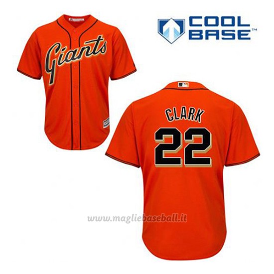 Maglia Baseball Uomo San Francisco Giants Will Clark 22 Arancione Alterner Cool Base